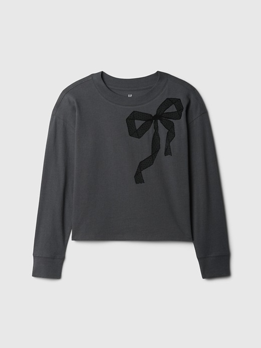 GAP Charcoal Long-Sleeve Tee with Black Bow